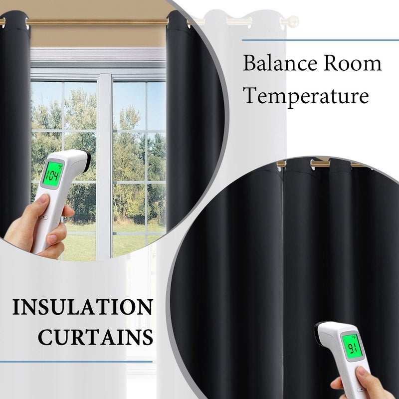 Diraysid Blackout Curtains for Bedroom Grommet Thermal Insulated Room Darkening Curtains (42 x 84 Inch, 2 Panels, Black) - Image 4